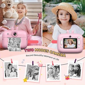 [Hot Item] Kids Instant Print Camera with 2.4"HD Screen & 1080P Video - Instant Photo Printer /3 Rolls Sample Paper, USB- Portable Printer