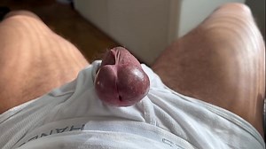 Poking through fly of my Hanes classic briefs&comma; frenulum play