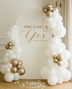 She Said Yes Vinyl Decal | Engagement Party Backdrop Sticker With Ring Graphic Personalized Bride and Groom Names (decal Only) - Etsy