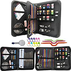 Sewing Kits for Adults Beginners: 72 / 112 / 136 / 226 PCS Basic Hand Sewing Kit and Crochet Hooks for Emergency Summer Campers Travel and Home, with Scissors,Thimble,Thread,Needle Kits