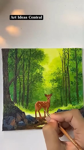 Graceful deer captured on canvas 🦌✨#acrylicpainting #deerpainting #canvaspainting #wildlifeart #naturepainting #artreel #paintingvibes #artoftheday | Art Idea Central