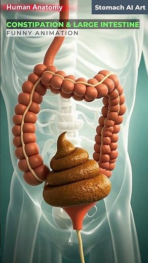 Constipation and Constipated Stool through the Large Intestine Animation | Stomach AI Art | 15
