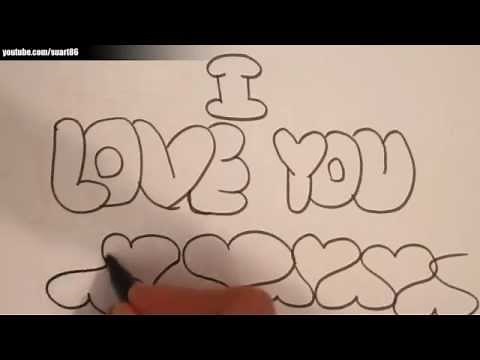 How to draw i love you in bubble letters