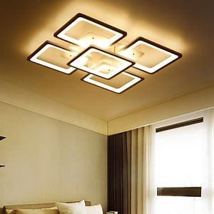 [Hot Item] Wide Integrated LED with Acrylic Shades Satin Nickel / White Optical Indoor Lighting Chandeliers