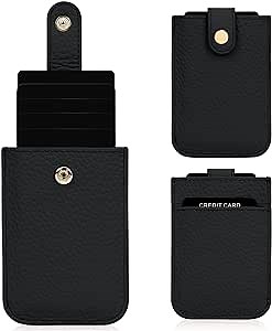 Unaone Slim Minimalist Wallet - Pull-Out Card Organizer, Soft Leather Card Case Rfid Blocking Wallet Credit Card Holder, Front Pocket Wallet for Women Men (Black)