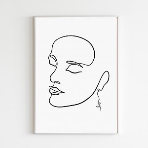 Minimalist Female Line Art Print, Feminine One Line Drawing Printable, Abstract Woman Face Wall Decoration, Bedroom Room Decor Printable - Etsy