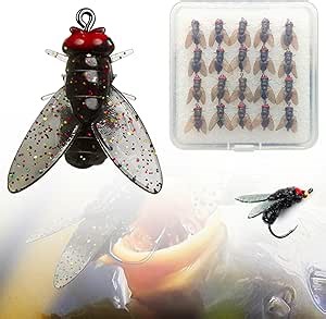 20pcs Bionic Fly Fishing Bait, Color Small Fly Hook Fly Fishing Bait, Small Fly Hook Fly Fishing Bait, 20pcs Fly Fishing Flies Kit, Fly Hook Soft Bait Add Fish Attractant