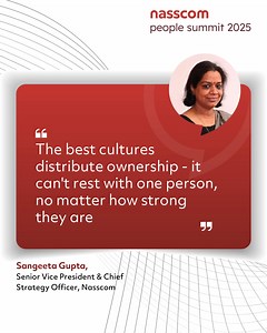 Reflect on Day 1 of the Nasscom People Summit 2025, here's a glimpse of key messages and powerful quotes from eminent industry leaders, redefining the future of work through AI, workforce agility, and inclusive growth. These insights set the stage for India's path to global leadership. #PeopleSummit2025 #HumanDrivenFuture | nasscom