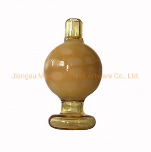 [Hot Item] Flat Top Quartz Banger Glass Water Pipe DAB Rig Accessories Yellow Glass Bubble Carb Cap