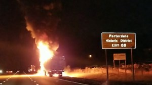 Tractor-trailer fire, massive pileup on I-20 in Newton County