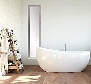 BrandtWorks BM12SKINNY Mod Euro Silver Full Length Mirror, 16 x 71, Brushed