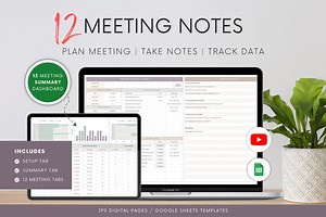 Meeting Notes Template: Agenda, Minutes, Action List (google Sheets) - Etsy