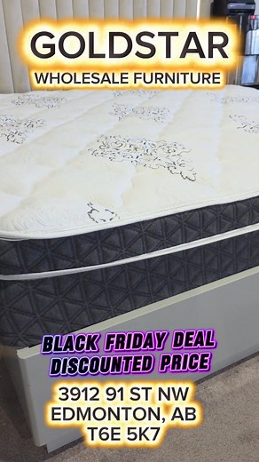 BLACK FRIDAY MATTRESS MADNESS 💥 Every size just got stupid-cheap! Twin · Full · Queen · King Memory foam, pocket coil, hybrid – sab kuch on crazy Black Friday prices! First come, first served 0% financing · Limited stock · No rainchecks Goldstar Wholesale Furniture 3912 91 ST NW Edmonton 780-438-1500 DM “MATTRESS” for today’s secret Black Friday price list! 🤫 #BlackFridayYEG #MattressSale #GoldstarDeals | Goldstar furniture wholesale