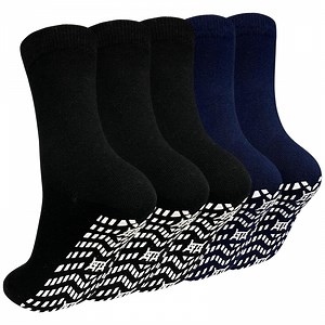 LOFIR Non Slip Grip Socks for Men- 5 Pairs Non Skid Anti Slip Grippy Socks with Gripper for Men Women for Yoga Pilates Hospital