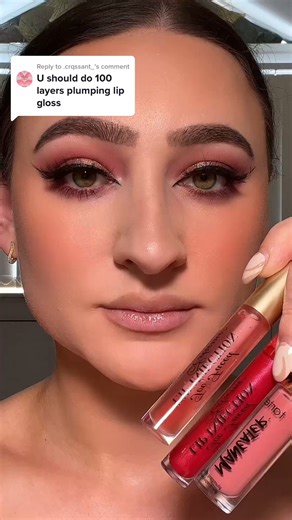 100 layers of plumping lipgloss and stain??!! 💔 #100layers #100layerschallenge #SpringGlam #MayMakeup #BoldLips | Beauty by Serena Lakkiss
