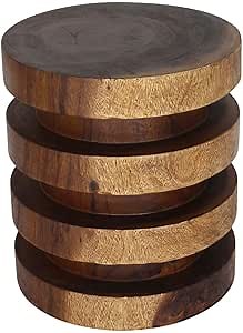Haussmann Wood Towering Rings Table 18 in Dia x 20 in H Walnut Oil
