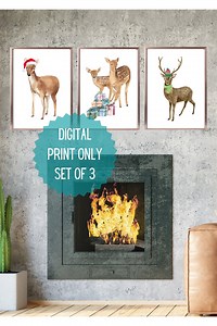 Set of 3 Christmas Printable, Wall Art, Deer Family Prints, Digital Downloadable Art, Posters, Christmas Decor, Digital Prints - Etsy
