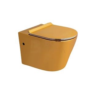 [Hot Item] High-End Golden Wall-Hung Toilet Bathroom Ceramic Sanitaryware Rimless Toilet