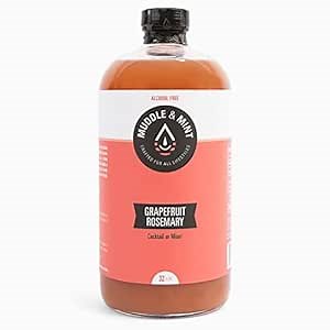 MUDDLE & MINT Non-Alcoholic Cocktail: 32 oz Bottle, Non-Carbonated, Ready-To-Drink Mocktail or Mixer | Grapefruit Rosemary