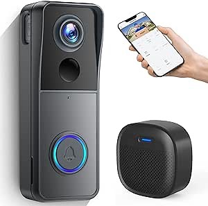 XTU Wireless Video Doorbell Camera with Wireless Chime, Door Bell Ringer Wireless with Camera, Voice Changer, PIR Human Detection, No Monthly fees, Battery-Powered Smart WiFi Doorbell.