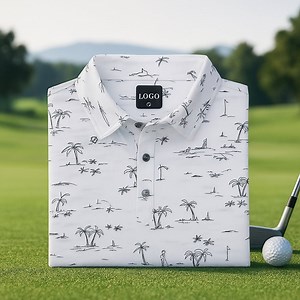 [Hot Item] Custom Logo Patter Full Printing Stretch Quick Dry Polyester Spandex Polo Golf Shirts