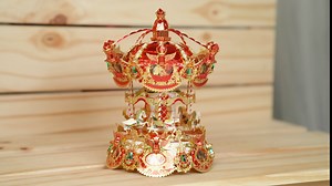 Piececool 3D Metal Model Kits - DIY Merry Go Around 3D Metal Puzzle for Adults - Detailed Metal Building Kit for Hobbyists - Premium Carousel 3D Model Kit with Illustrated Instructions - Great Gift