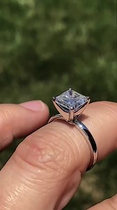 SOL392A - 8.0mm (2.25ct) asscher cut Forever One colorless Moissanite center stone, set in 14k white gold, finger size 7.0⁠ https://www.moissaniteco.com/moissanite/sol392a/2mm-moissanite-solitaire-ring | MoissaniteCo.com