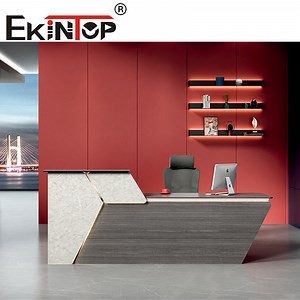 [Hot Item] Ekintop Wooden Office Furniture Office Reception Desk with Customized Size Reception Table