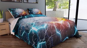 Volleyball Comforter Set For Kids, Blue Gradient Hexagon Quilt Twin Size For Boys Teens Adult Bedroom, Sports Games Bedding Set Geometric Neon Honeycomb Duvet Insert 2 Pieces With 1 Pillow Case