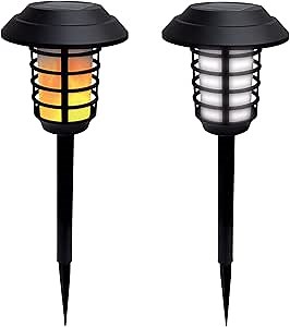 Bell+Howell Smart Solar XL Pathway Lights 2-in-1, Bright White & Flickering Flame Solar Torches Waterproof Outdoor Lighting Landscape Lights Dusk to Dawn Auto On/Off for Garden Patio Yard, 2 Pack