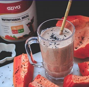 Papaya & Chia Detox Shake for Better Digestion and Weight Loss - Papaya Fusion 😍🤤 A multi-beneficial shake with goodness of papaya and chia seeds 💚😋 . . Ingredients: - 200 ml Skimmed Milk - 1 cup Papaya - 10 gm chia/basil seeds - 1 scoop of OZiva Nutritional Meal . . Method: - Blend papaya, OZiva Nutritional Meal and milk. - Blend the mixture until all the ingredients mix well. - Remove in a glass add chia/basil seeds and 2 ice cubes. . . Check out other amazing recipes as well on OZiva TV .
