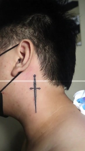 Dagger Neck Tattoo Designs and Ideas