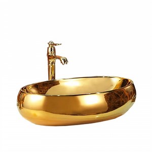 [Hot Item] Kitchen Ceramic Gold Sanitaryware Bathroom-Basin-Sink