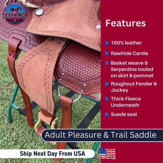 Western Pleasure Trail Saddle: Basket Weave Tooled Leather, 15-18 Inch - Etsy