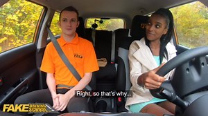Fake Driving School Ebony Asia Rae Gets Stuck and Fucked