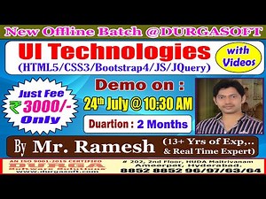 UI Technologies Offline Training @ DURGASOFT