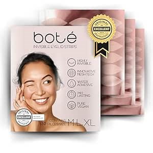 BOTÉ 132x eyelid lifting tape for radiant eyes - mixed Starter Set with eyelid strips in sizes M+L+XL - adhesive eyelid tape for mechanical eyelid lifting without surgery - lifting tape for eyelids