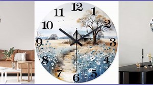 XNM Kitchen Wall Clocks Battery Operated 14 Inch Blue Wall Clock Silent Wood Farmhouse Clock for Wall(No Solid Wood, It is with MDF Material)