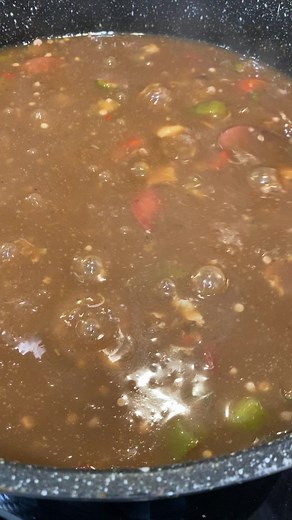 A pot of Gumbo - Chicken, Sausage & Shrimp | Cooking with Aisha