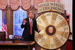 See Jimmy Fallon Spoof Donald Trump, Spin 'Huge Wheel of Decisions'