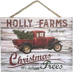 Holly Farms Sign with Rope Hanger, Multi