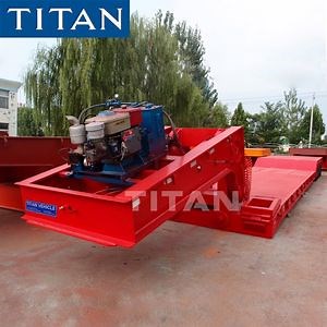 [Hot Item] Titan 120 Ton 4 Axle Hydraulic Detachable Goose Neck Lowboy Trailer for Bulldozer Transport