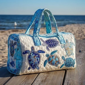 Turtle Charm Quilted Duffle Bag, Sea Turtle Travel Weekender Bag, Coastal Beach Overnight Gym Bag, Gift for Ocean Lovers - Etsy Australia