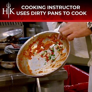 Cooking instrctor usees a dirty pan & struggles cooking pasta | Hell's Kitchen USA