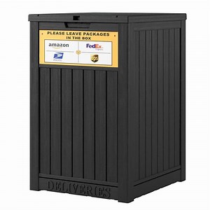 LHBcraft Package Delivery Box for Porch with Delivery Sign, Upgrade 48 Gallon Storage Box with Lockable Secure, Large Double Wall Resin Outdoor Package Delivery and Waterproof Deck Box - Walmart.com