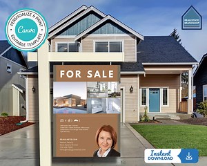 Real Estate Yard Sign, for Sale Yard Sign, Realtor Yard Sign, Realtor for Yard Sign, Canva Real Estate Open House Sign Template - Etsy Australia