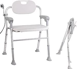 Amazon.com: Folding Shower Chair with Arms and Back, Foldable Shower Chair for Inside Shower, 5 Level Adjustable, Thicker and Wider Shower Seats for Elderly, Handicap, Disabled & Pregnant, Support 400 Lbs, Grey : Everything Else