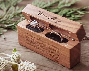 Double Slot Wooden Engraved Ring Box, Custom Wedding Ring Box, Personalized Ring Bearer Box, Engagement Ring Box Valentine's Gift for Him - Etsy