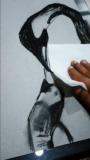 Drawing an Emperor Penguin and Chick in Charcoal | A Heartwarming Penguin Love Story 🐧❤️