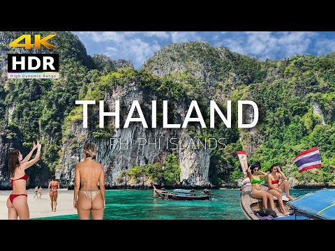 4K HDR // Walking Phi Phi Island in Krabi | BEST Place in the World | Thailand 2023 - With Captions